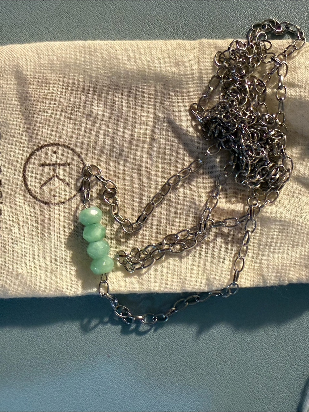 Katia Designs layering Necklace with Green Bead Accent